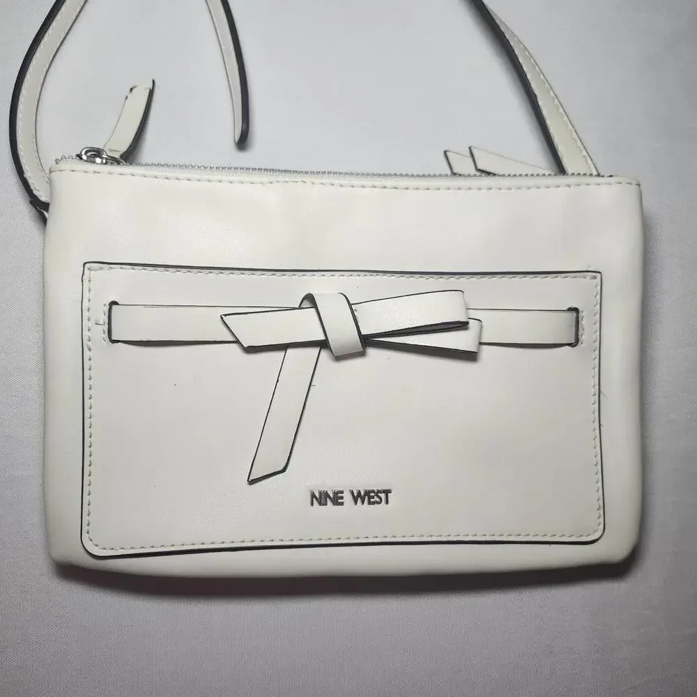 Nine West Womens Crossbody Bag White Classic